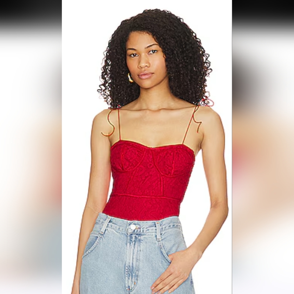 Stasia Lace Bodysuit in Redsuperdown